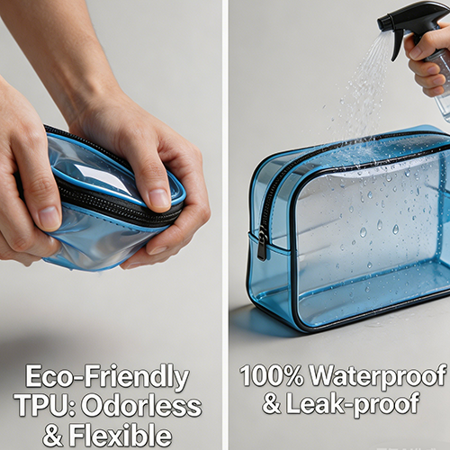 Transparent Portable TPU Cosmetic Bag – Waterproof Travel Organizer Pouch